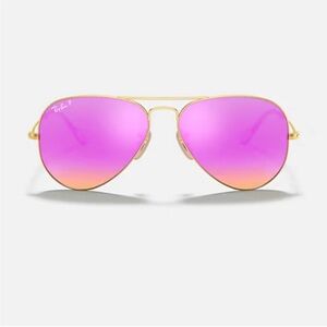 Ray-Ban Gold Frame Sunglasses with Purple Lenses